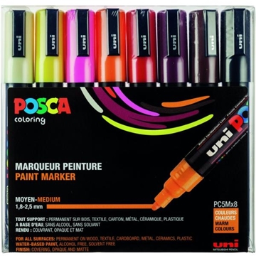 Image de POSCA marqueurs PC5M, étui de 8 couleurs chaudes