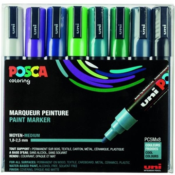 Image de POSCA marqueurs PC5M, étui de 8 couleurs froides