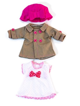 Image de Vêtements pour poupées de H 32 cm - robe et manteau avec bonnet