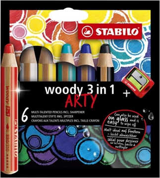 Image de Woody 3 en 1 ARTY - set de 6 avec taille-crayon