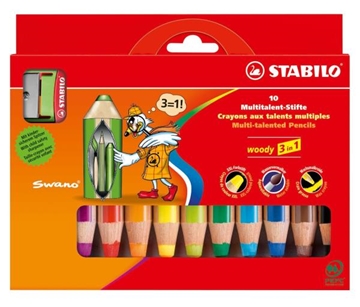 Image de Crayons de couleur Woody 3 en 1, étui de 10 + taille crayon