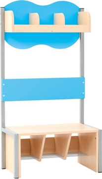 Image de Meuble vestiaire 3 places avec banc, bleu