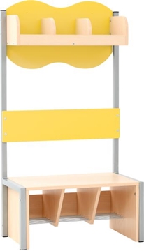 Image de Meuble vestiaire 3 places avec banc, jaune