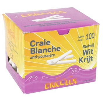 Image de Craies blanches anti-poussière, boîte de 100