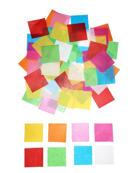 Image sur Carrés de papier de soie 4 x 4 cm, 8 couleurs assorties