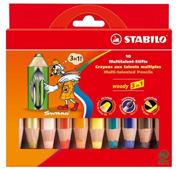 Image de Crayons de couleur Woody 3 en 1, étui de 10
