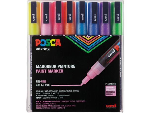 Image sur POSCA marqueurs PC3M, étui de 8 couleurs Pailletées