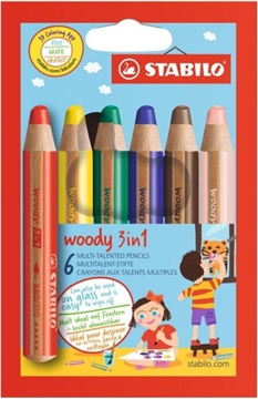 Image de Crayons de couleur Stabilo Woody 3 en 1- set de 6