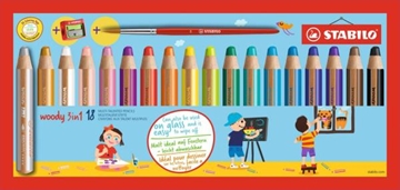 Image de Crayons de couleur Woody, étui de 18 + taille crayon + pinceau