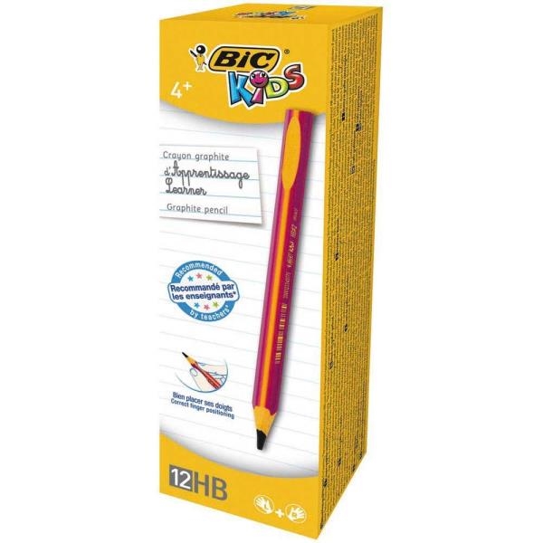 Image sur Crayons graphite triangulaires “Bic” rose, la pochette de 12