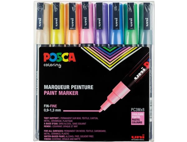 Image sur POSCA marqueurs PC3M, étui de 8 couleurs pastels