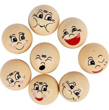 Image de Boules en bois Emoticône, les 16