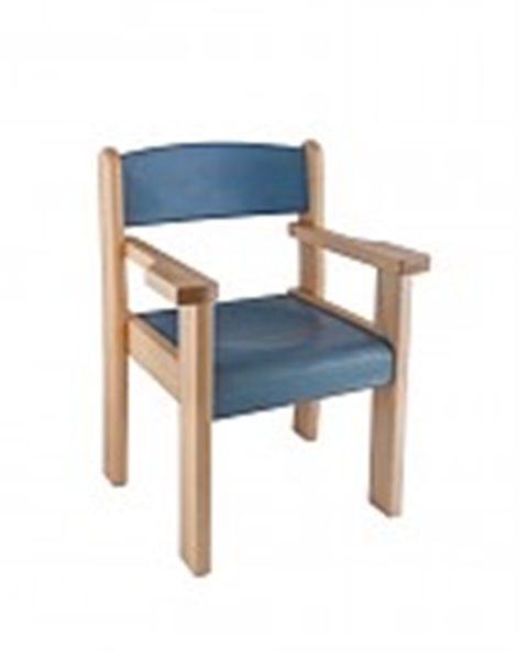 Image sur Chaise empilable en bois avec accoudoirs H 30 cm Orange