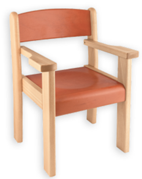 Image sur Chaise empilable en bois avec accoudoirs  H 21 cm Nature