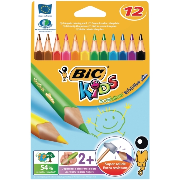 Image sur Crayons triangulaires Bic Kids Evolution, les 12