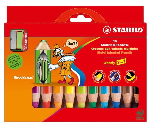 Image sur Crayons de couleur Woody 3 en 1, étui de 10 + taille crayon