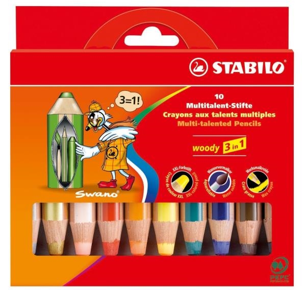Image sur Crayons de couleur Woody 3 en 1, étui de 10