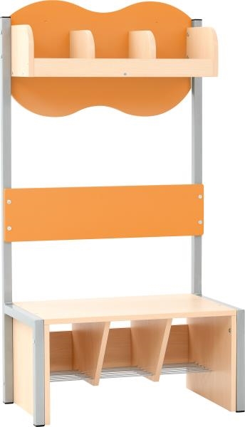 Image sur Meuble vestiaire 3 places avec banc, orange