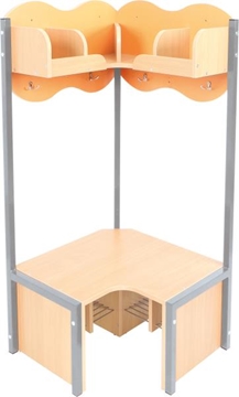 Image de Meuble vestiaire de coin avec banc, orange