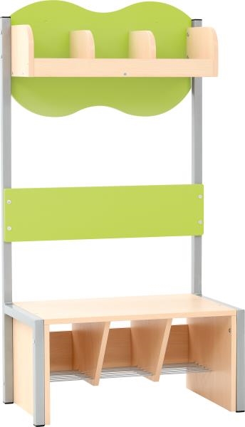 Image sur Meuble vestiaire 3 places avec banc, vert