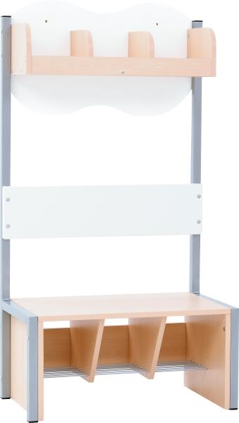 Image sur Meuble vestiaire 3 places avec banc, blanc