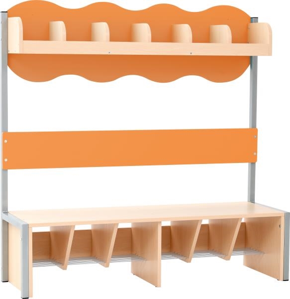 Image sur Meuble vestiaire 6 places avec banc, orange