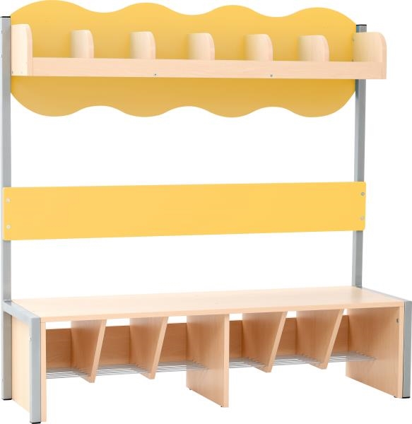 Image sur Meuble vestiaire 6 places avec banc, jaune