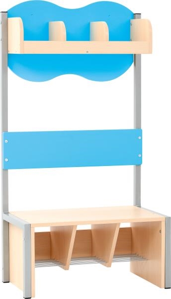 Image sur Meuble vestiaire 3 places avec banc, bleu