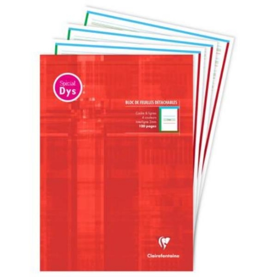 Image de Bloc de feuilles détachables A4 DYS ,interligne 2 mm rouge