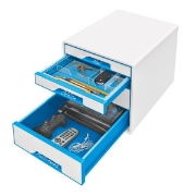 Image de Bloc de classement Leitz WOW, 4 tiroirs bleu