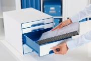 Image de Bloc de classement Leitz WOW, 4 tiroirs bleu