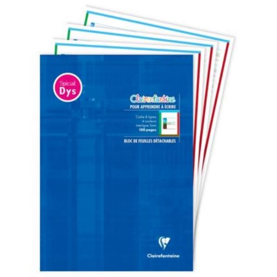 Image de Bloc de feuilles détachables A4 DYS, interligne 3 mm bleu Klein
