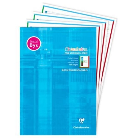 Image de Bloc de feuilles détachables A4 DYS, interligne 5 mm bleu clair