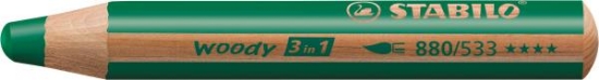 Image de Crayons Woody 3 en 1 vert foncé, les 5