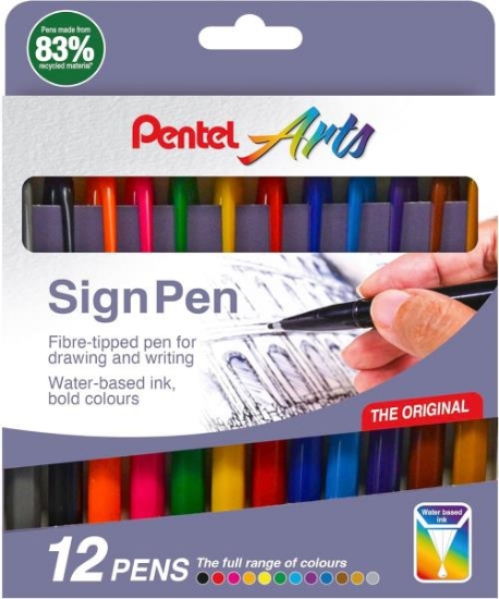 Image de Feutres Pentel Sign S520, boîte de 12 assortis