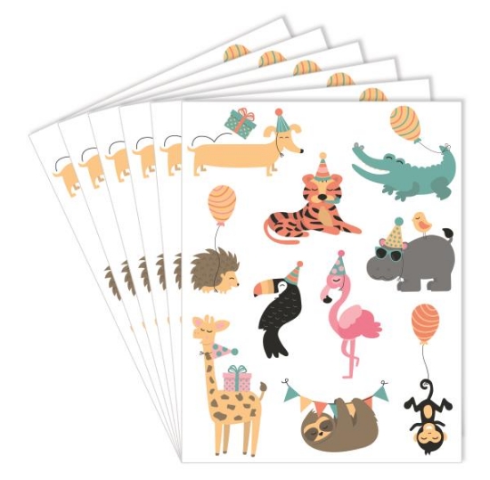 Image de Gommettes Décalcomanie – Textile, Papier & Bois – Animaux en Fête