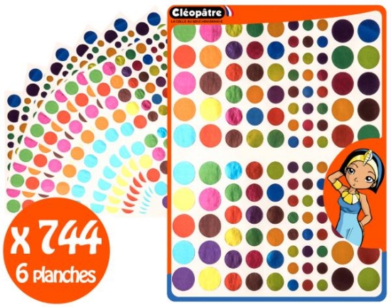 Image de Gommettes rondes multicolores métallisées, les 744