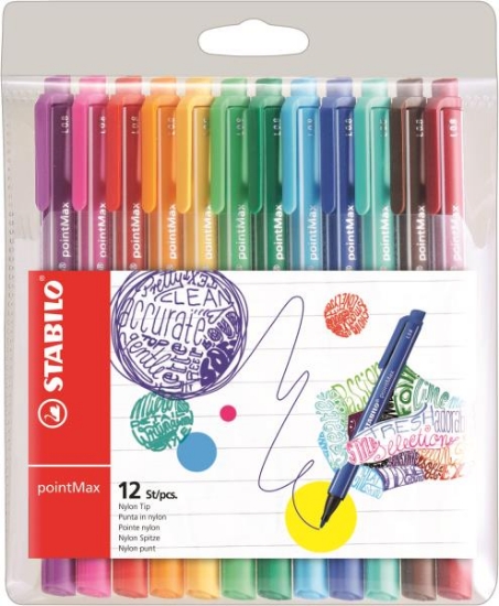 Image de Marqueurs Stabilo Point Max, pochette de 12