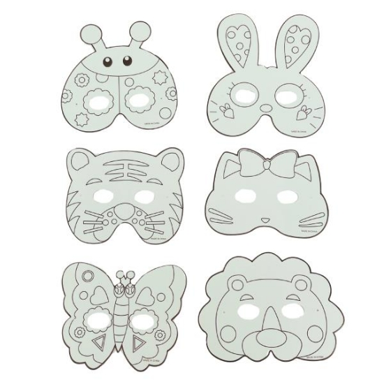 Image de Masques d'animaux à colorier, lot de 24