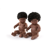 Image de Poupée garçon africaine avec cheveux, 38 cm