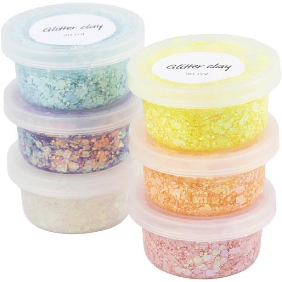 Image de Pâtes à modeler à paillettes couleurs pastels, les 6