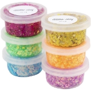 Image de Pâtes à modeler à paillettes couleurs vives, les 6
