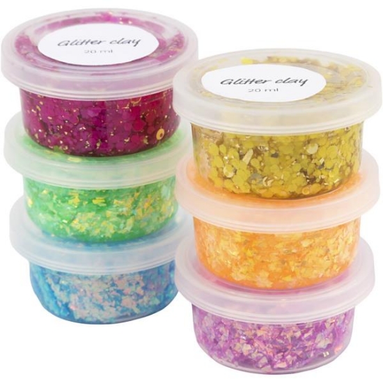 Image de Pâtes à modeler à paillettes couleurs vives, les 6