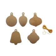 Image de Suspensions de noël classique en bois avec ficelle dorée