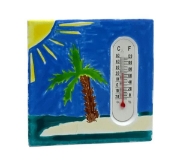 Image de Magnets carrés en porcelaine avec thermomètre, les 12