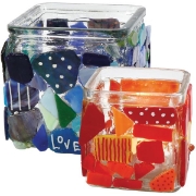 Image de Veilleuse en verre carrée hauteur 8 cm, les 12