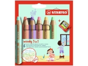 Image de Woody 3 en 1 Pastel, boîte de 6 + taille-crayon