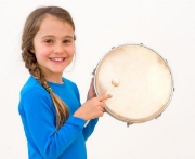 Image de Tambourin peau naturelle à tension réglable, Ø 28 cm avec mailloche