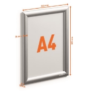 Image de Vitrine affiche A4 clipsable aluminium, Argent métallisé