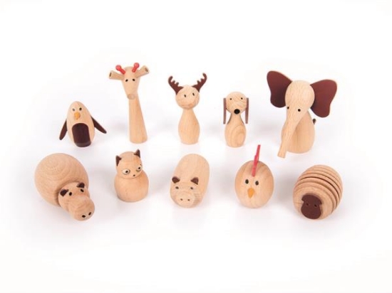 Image de Animaux en bois, ensemble de 10